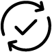 A checkmark inside a circular arrow, representing the concept of update, refresh, or synchronization.